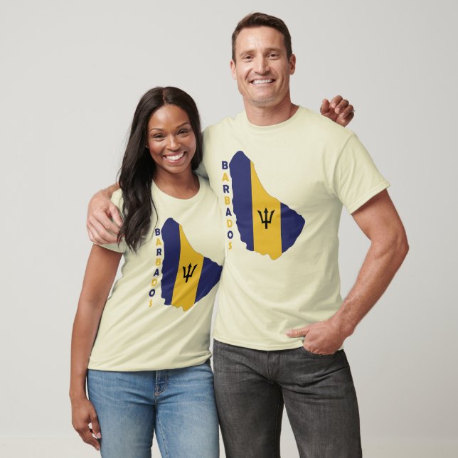 Camiseta Bandeira de Barbados no Mapa do País (Unissex)
