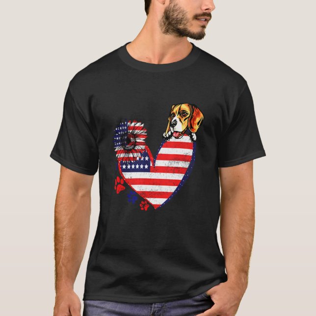 Camiseta Bandeira de Beagle Cão de Girassol (Frente)