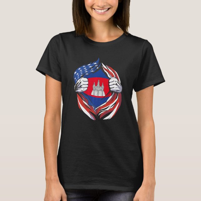 Camiseta Bandeira de Cabo Verde - Orgulho Americano do Meu  (Frente)
