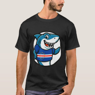 Camiseta Bandeira de Cabo Verde Tubarão Engraçado Cabo-verd