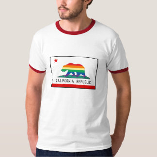 Camiseta Bandeira de Califórnia com urso do arco-íris