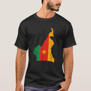Camiseta Bandeira de Camarões com Mapa Souvenir Tee