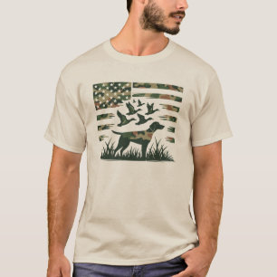 Camiseta Bandeira de Camuflagem de Pato para Caça de Cães p