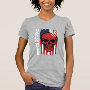 Camiseta Bandeira de Caveira de Halloween Design Vetorial_1