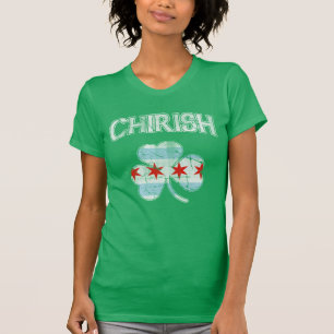 Camiseta Bandeira de Chicago do trevo de Chirish do vintage