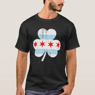 Camiseta Bandeira de Chicago Trevo Orgulho Irlandês Dia de