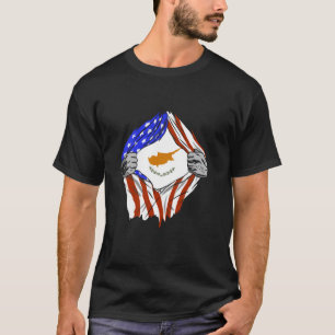 Camiseta Bandeira de Chipre EUA América Chest Cyprus Prido