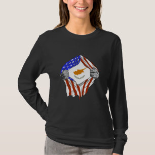 Camiseta Bandeira de Chipre EUA América Chest Cyprus Prido