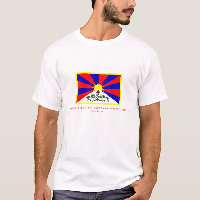 Camiseta Bandeira de citações Dalai Lama de Tibet (Frente)