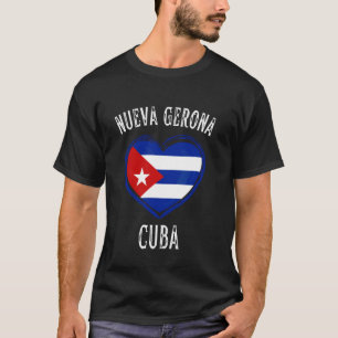 Camiseta Bandeira de Cuba Coração Cidade Nueva Gerona