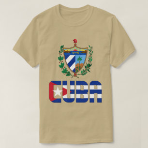 Camiseta Bandeira de Cuba e Casaco de Armas Patriótica