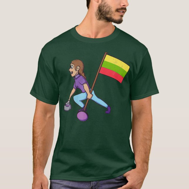 Camiseta Bandeira de Curling da Lituânia (Frente)
