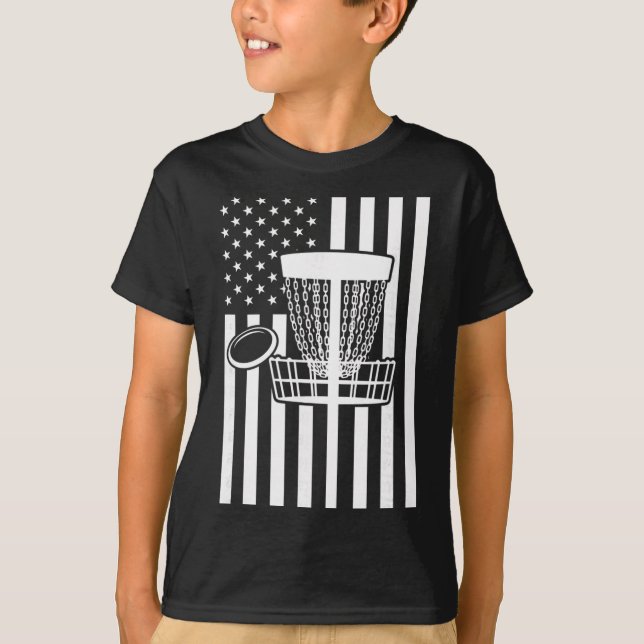 Camiseta Bandeira de Disc Golf dos EUA - Sket de Disc Golf  (Frente)