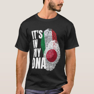 Camiseta Bandeira de DNA de Herança Mista Japonesa e Italia