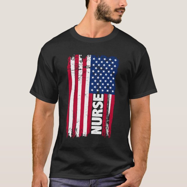 Camiseta bandeira de enfermagem dos EUA (Frente)