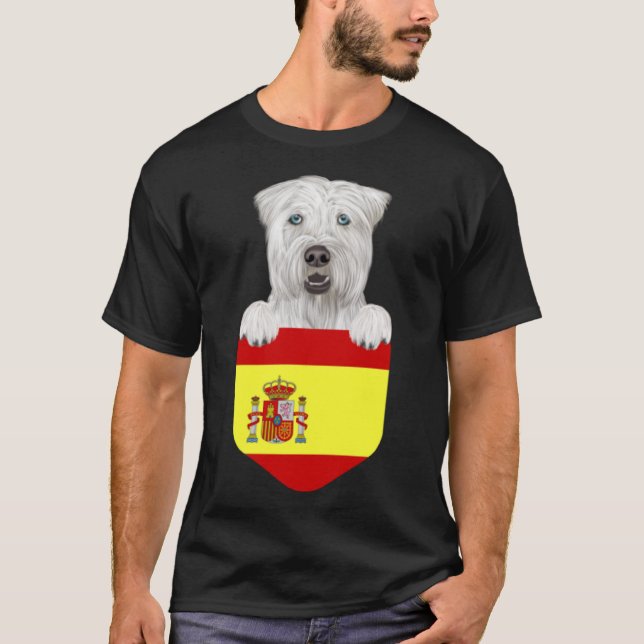 Camiseta Bandeira De espanha Cão Terrier Movido Revestido C (Frente)