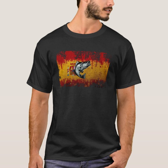 Camiseta Bandeira de espanha Trouxe água salgada com isca f (Frente)