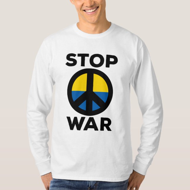 Camiseta Bandeira de fim de guerra da Ucrânia (Frente)