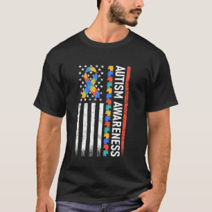 Camiseta Bandeira de Fita de Puzzle de Apoio à Conscientiza