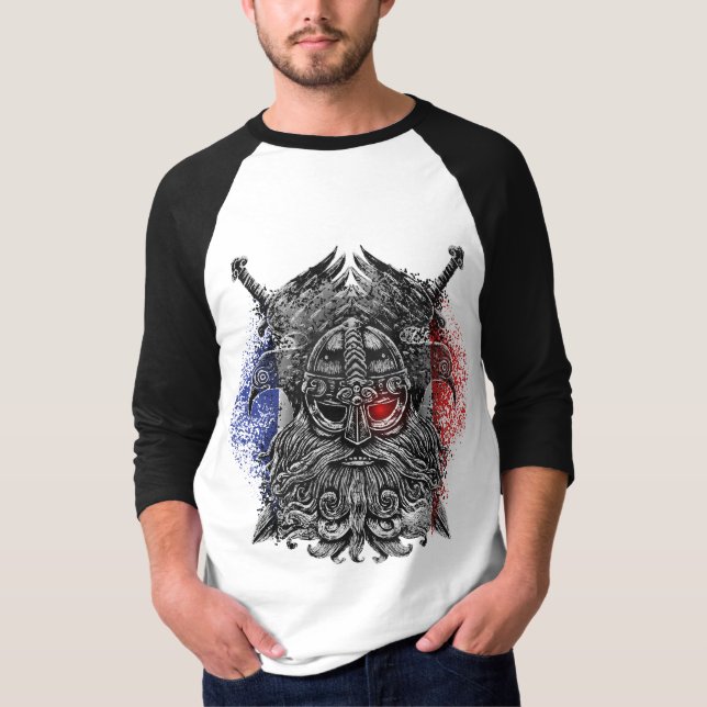 Camiseta Bandeira de France da mitologia de Viking das (Frente)