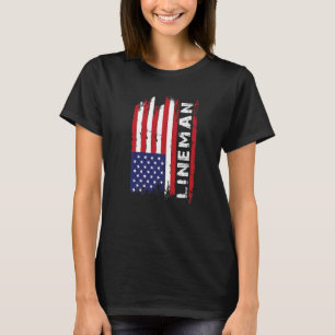 Camiseta Bandeira de Futebol Americano USA Lineman 4 de Jul