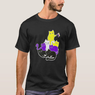 Camiseta Bandeira de Gato Não Binário do Movimento Social O