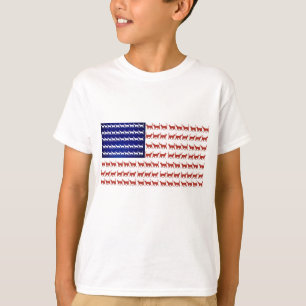Camiseta Bandeira de gato norte-americana 4 de julho vermel