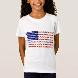 Camiseta Bandeira de gato norte-americana 4 de julho vermel