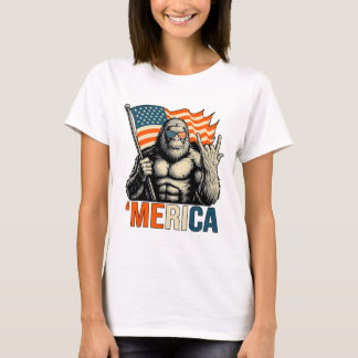 Camiseta Bandeira de Gorila Americana Óculos de Sol Engraça