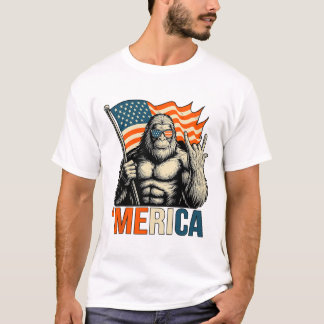 Camiseta Bandeira de Gorila 'merica Óculos de Sol Engraçado