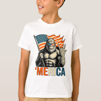 Camiseta Bandeira de Gorila 'merica Óculos de Sol Engraçado