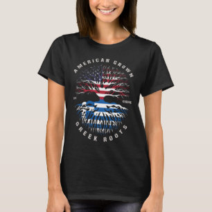 Camiseta Bandeira de Grécia de Raízes Gregas Crescentes Ame