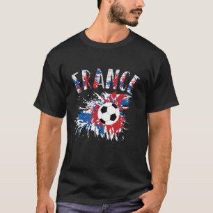 Camiseta Bandeira de Grunge da Bola de Futebol da França