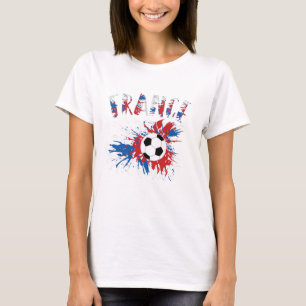 Camiseta Bandeira de Grunge da Bola de Futebol da França
