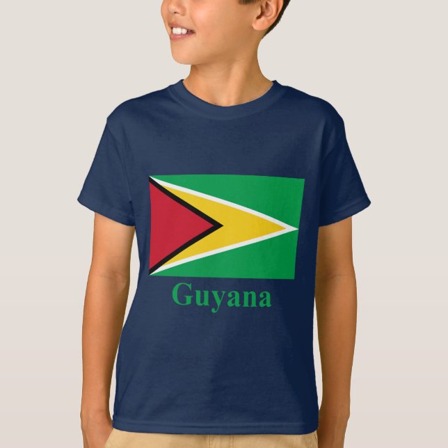 Camiseta Bandeira de Guyana com nome (Frente)