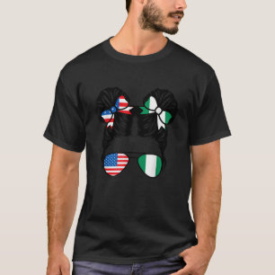 Camiseta Bandeira de Half American Half Nigerian Girl USA