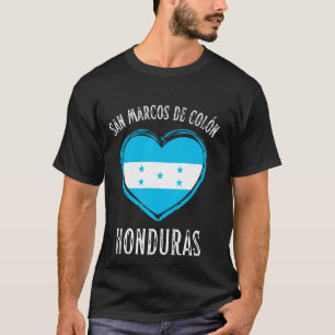 Camiseta Bandeira de Honduras Coração Cidade de San Marcos