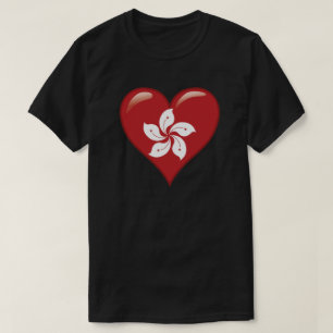 Camiseta Bandeira de Hong Kong Coração