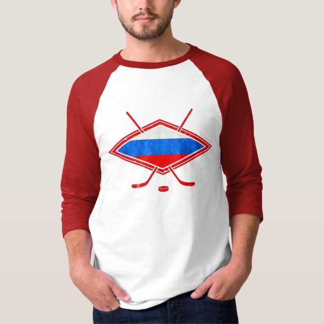 Camiseta Bandeira de Hóquei no Gelo da Rússia (Frente)