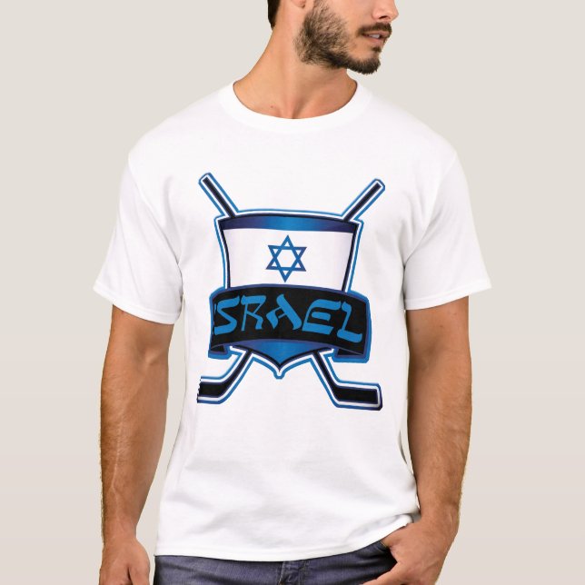 Camiseta Bandeira de Hóquei no Gelo de Israel (Frente)