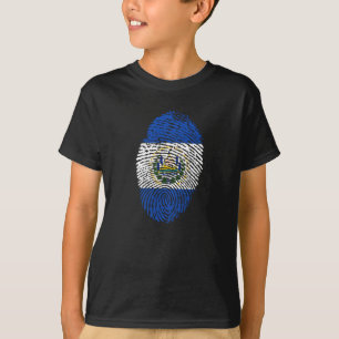 Camiseta Bandeira de impressão digital de El Salvador