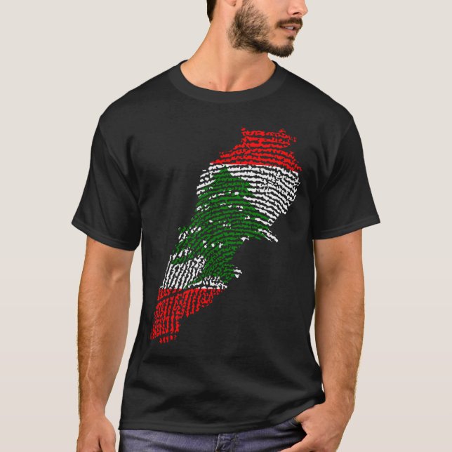 Camiseta Bandeira de impressões digitais libanesa apóia pro (Frente)