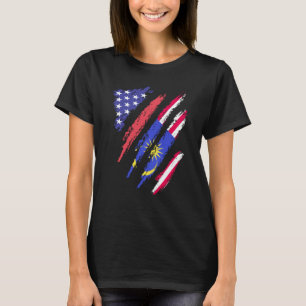 Camiseta Bandeira de Listra de Coração Crescido Patriota Ma