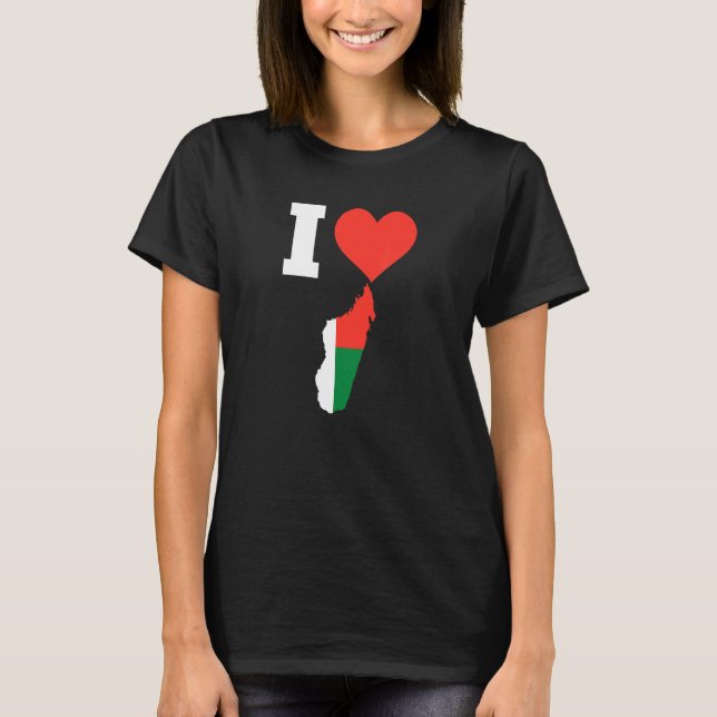 Camiseta Bandeira de Madagascar para Madagascar  Eu Amo Mad (Frente)