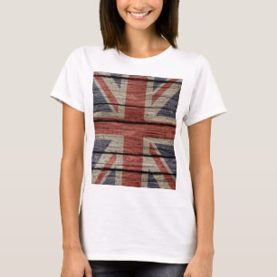 Camiseta Bandeira de madeira velha na moda legal