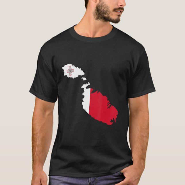 Camiseta Bandeira de Malta delineia Malta (Frente)
