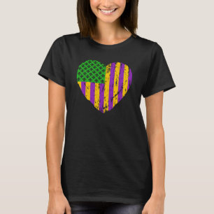 Camiseta Bandeira de Mardi Gras dos EUA com Fleur de Lis Pa