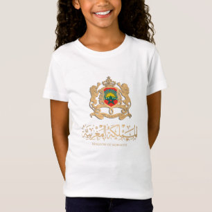 CAMISETA BANDEIRA DE MARROCOS SOBRE EMBLEM DOURADA ش ع ا