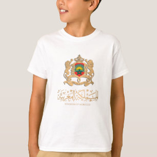 CAMISETA BANDEIRA DE MARROCOS SOBRE EMBLEM DOURADA ش ع ا
