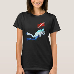 Camiseta Bandeira de mergulhador de mergulho subaquático Oc